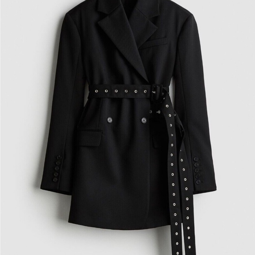 Industrial Chic Black Belted Blazer